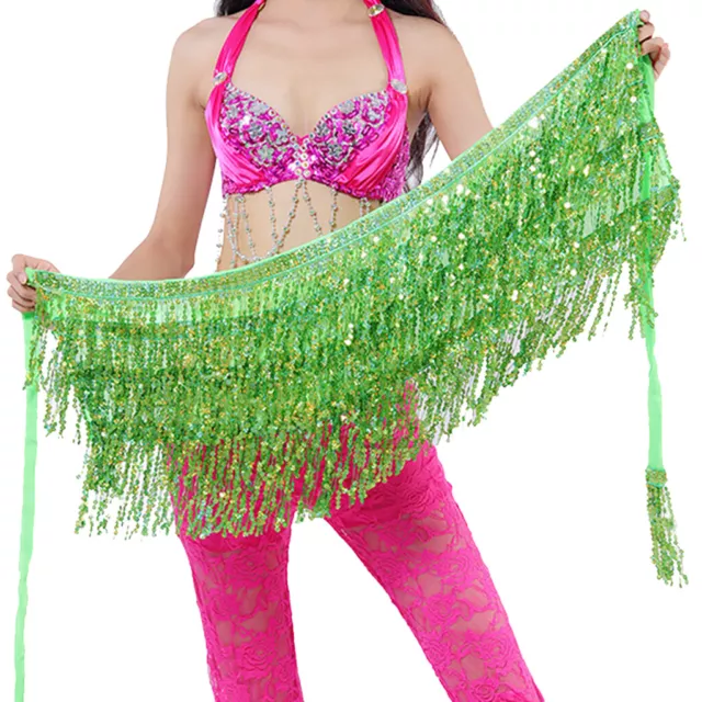 Belly Dance Sequins Tassel Hip Scarf Wrap Skirt Waist Belt Dress Dancing Costume