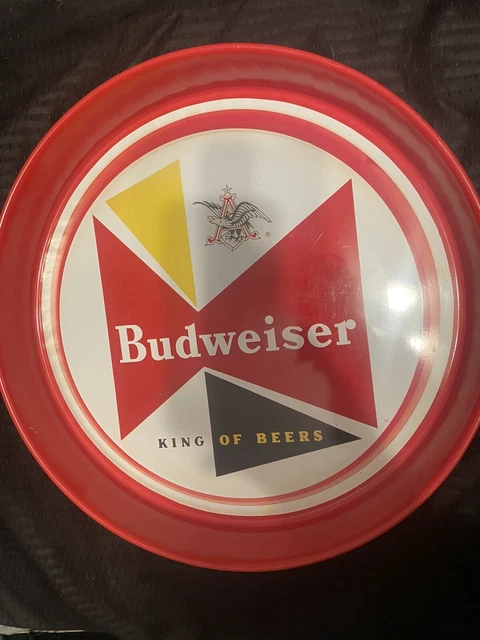 VINTAGE BUDWEISER "KING of BEERS" ROUND METAL SERVING TRAY 13" Bar Man cave