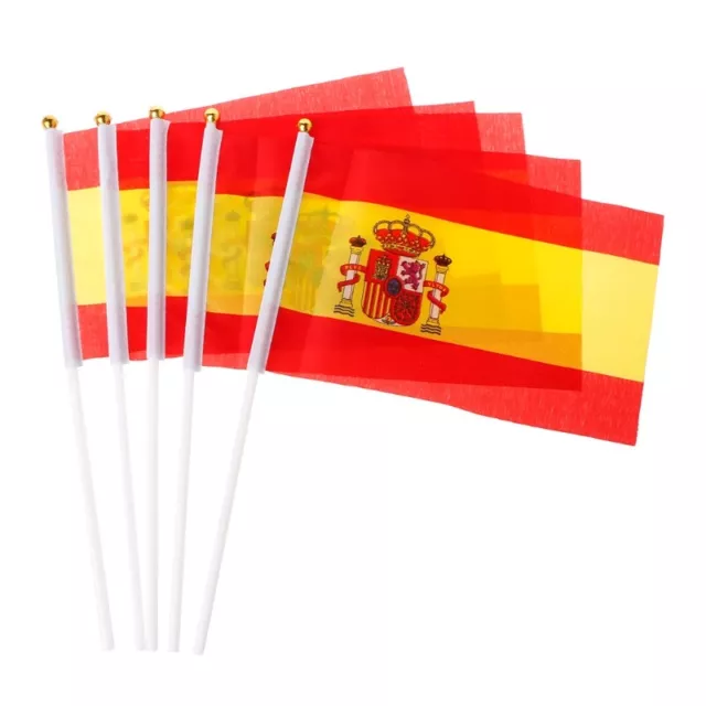 5Pcs Spanish Hand Waving Flags Spain for Banners Sports Opening Outdoor De