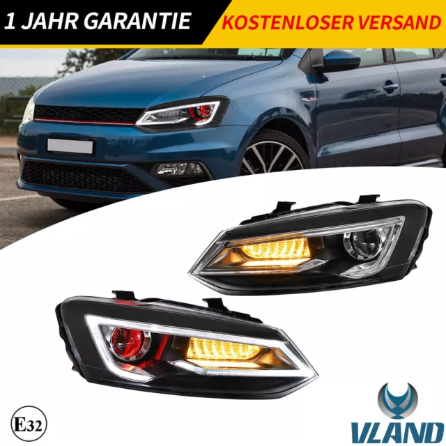 VLAND Full LED Scheinwerfer Teufels Auge Für VW Polo MK5 6R 6C 2011-2017 LH&RH