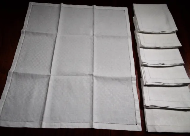 Lot de 7 serviettes damassées à motif placé à damier  62 x 53 cm