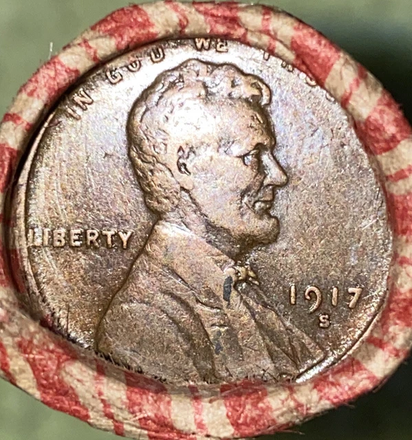 1 US Lincoln Wheat Cent 1C Penny Roll 1917-S/1909 VDB (50 Coins) 40%+ Pre-1940