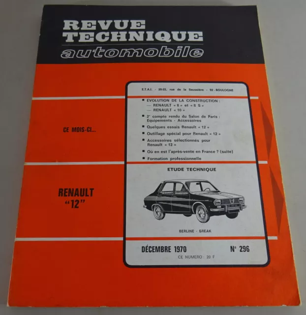 Reparaturanleitung Revue Technique Renault R 12 Berline & Break Stand 12/1970