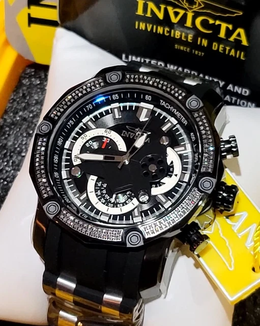 Invicta - Diamond Ed .62ctw - Pro Diver Scuba - Chronograph Blk ICE - mens watch