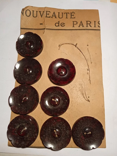 Lot De 6 Gros Boutons Rectangle Lie De Vin - 2 Cm X 2,8 Cm - Ref. 1683 - Occasion
