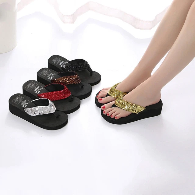 Sole Flip Flops for Women Women's Summer Sequins Anti-Slip Sandals Slipper