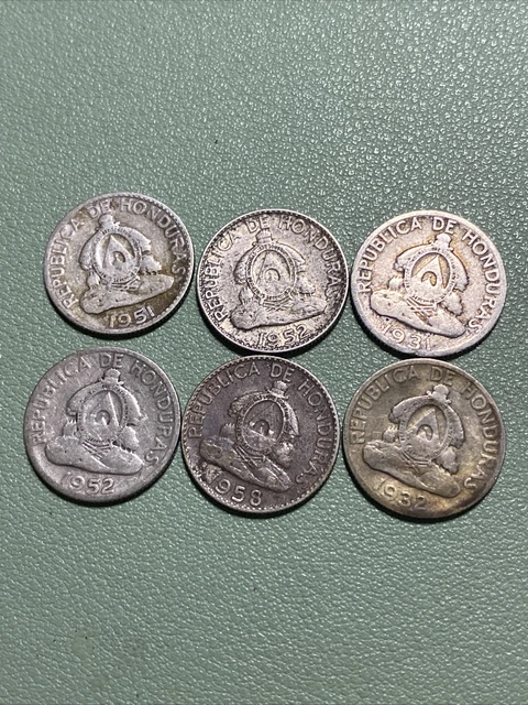 Republic of Honduras 6 .900 Silver 20 Centavos Coins