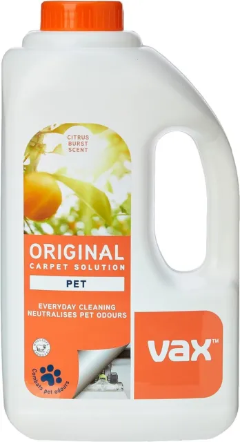 Vax Pet Carpet Cleaner Solution Shampoo Original Citrus Burst Scent 1.5L