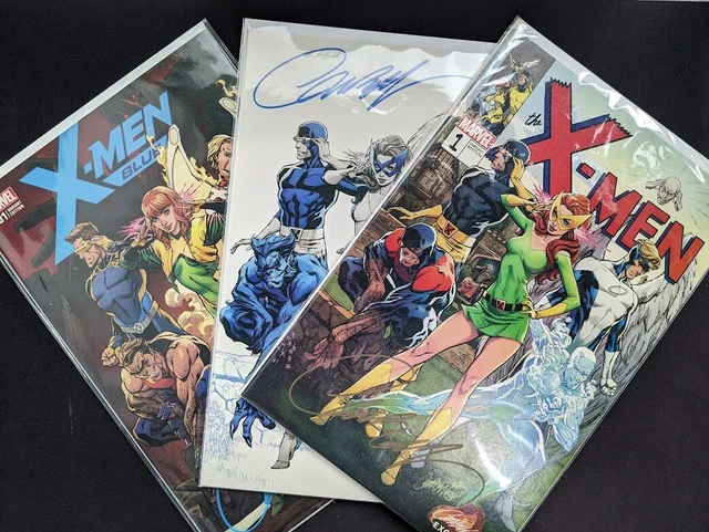 X-MEN BLUE #1 Marvel Comics Variant A+B+C Set Signed by J SCOTT CAMPBELL