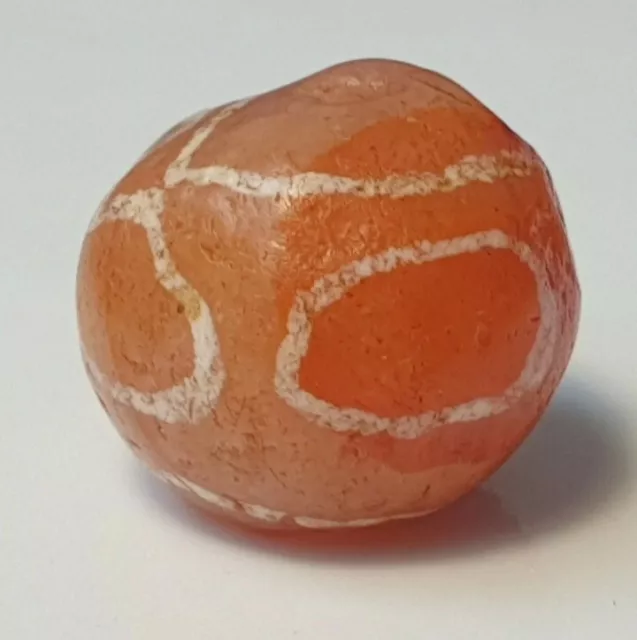 16mm ANCIENT LARGE INDO-TIBETAN PYU KUSHAN ETCHED CARNELIAN EYE AGATE BEAD