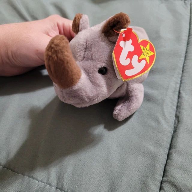 Ty Beanie Baby Spike The Rhinoceros Hang Stuffed Animal
