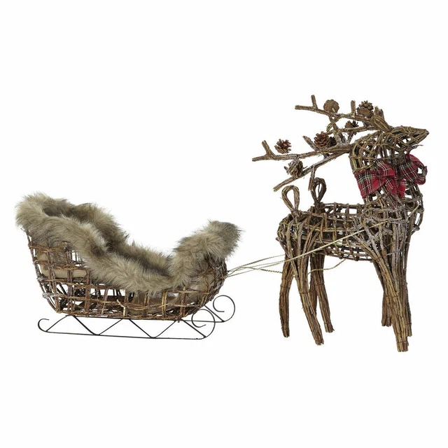 Weihnachtsschmuck DKD Home Decor Rentier natürlich Metall korb Kunststoff 30