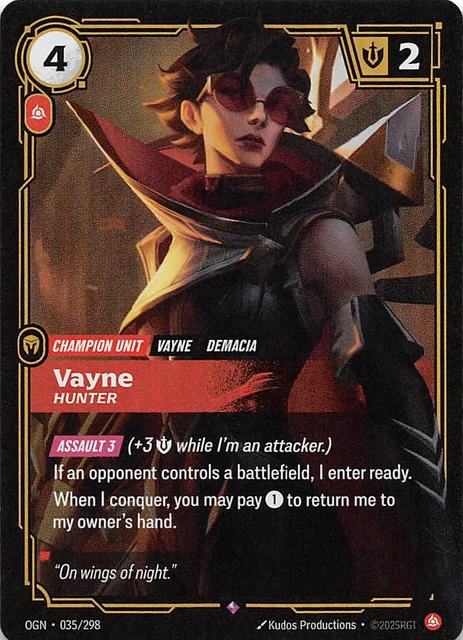 VAYNE HUNTER FOIL 035/298 Origins Riftbound League of Legends 005665 $3 ...