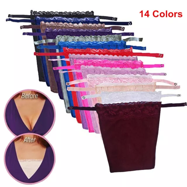 14 Colors Women's Lace Clip-on Mock Camisole Bra Insert Overlay Modesty Panel AU