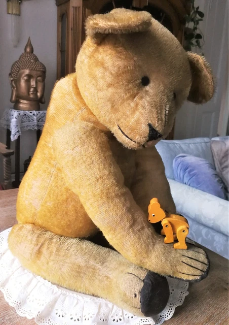 🐻 huge antique mistery 26" German goldblond  humpback mohair Teddy  - 1910