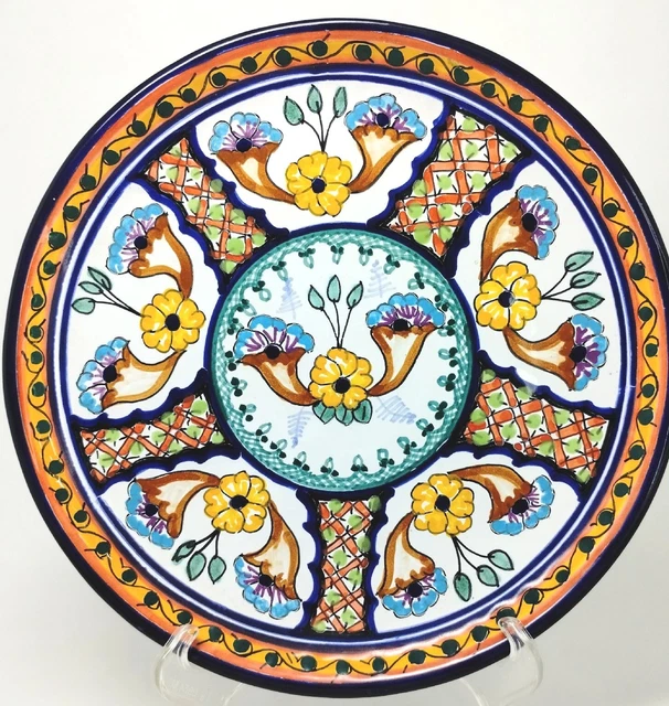 Mexican Red Clay Pottery Plate San Sebastian Aparcio Puebla Mexico Talevera