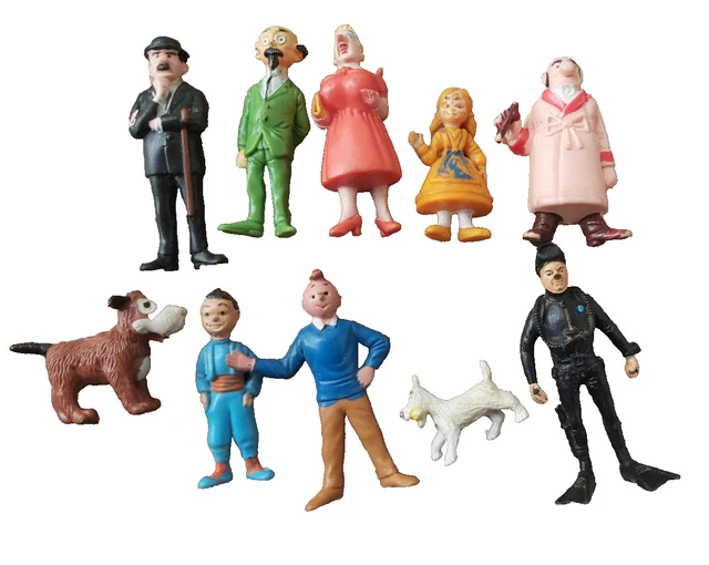 Figurines Tintin - Lac Aux Requins - Édition ESSO-BELVISION 1973 - Lot De 11 - État Correct