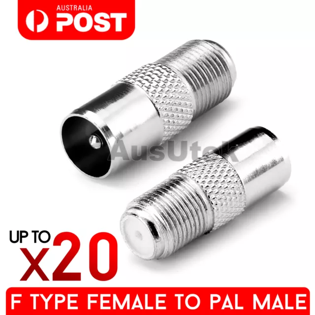 F Type Female Plug to PAL Male Socket Coaxial TV Antenna Cable Connector Adapter