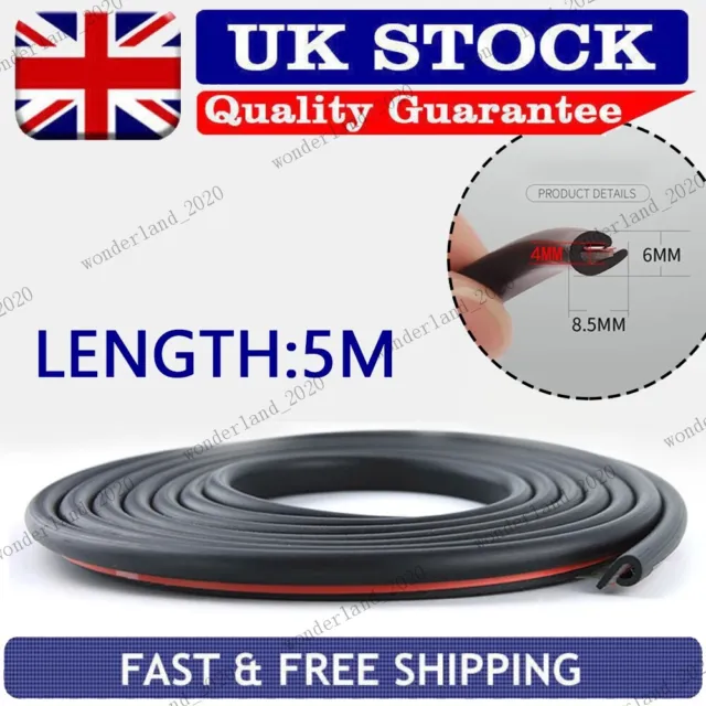 5M Car Door Boot Edge Protector Strip Trim U Shape Guard Seal Rubber Black lll