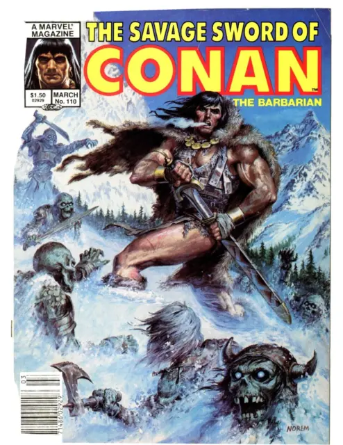 1985 March, Savage Sword Of Conan The Barbarian, Marvel Comic Book, Vol. 1 #110