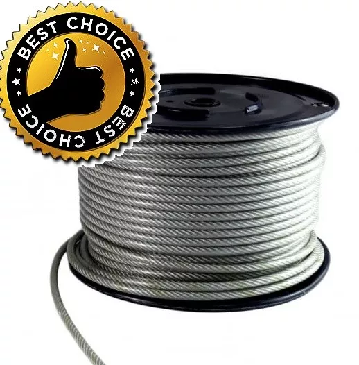 Steel Wire Rope Metal Cable Rigging Clear PVC Coated 3/4mm  5/7mm Heavy Duty