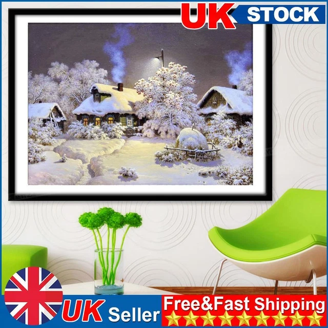 5D DIY Diamonds Drawing Full Round Drill Snowhouse Landscape Picture Home Decor
