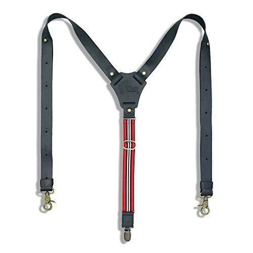 Suspenders Black Leather Flex Slim 1 inch | Wiseguy Original