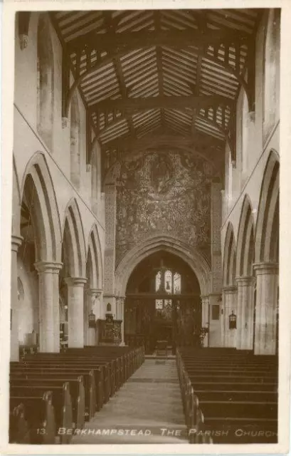 Real Photo Postcard Berkhamsted Church Int. (Nr Hemel Hempstead), Hertfordshire