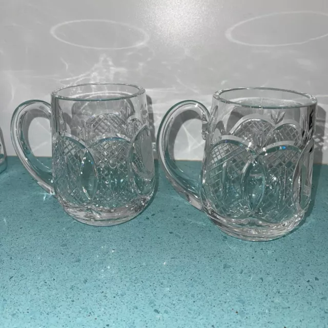 Waterford Crystal Tankard Mug Walsh Coat of Arms Cup Set Of Two Clear Glass