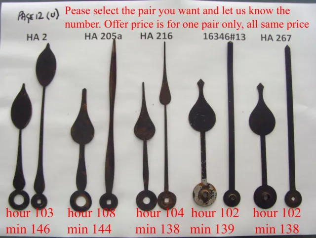 CLOCK HANDS Page 12: choose from various original steel hands for 12 inch dials