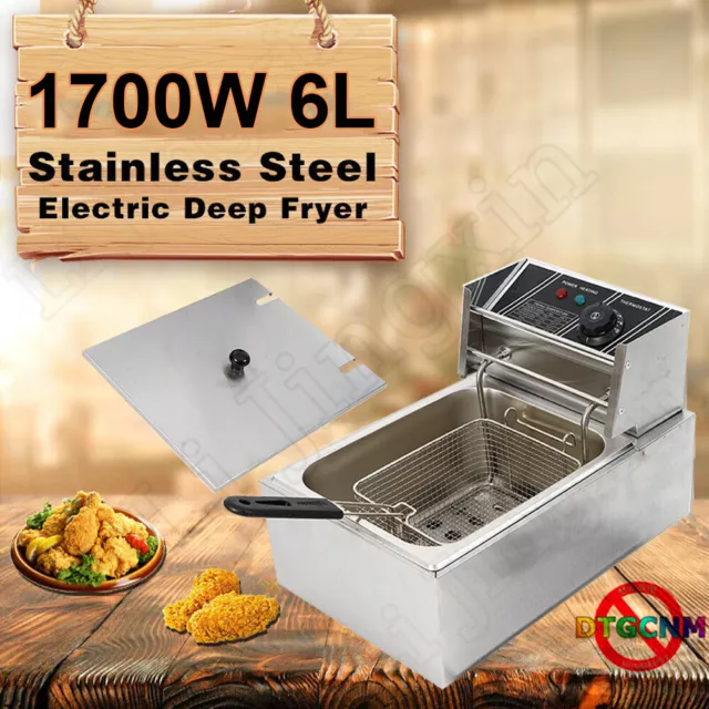 1700W 6L Commercial Electric Deep Fryer For Restaurant Use Stainless Steel 6.3QT