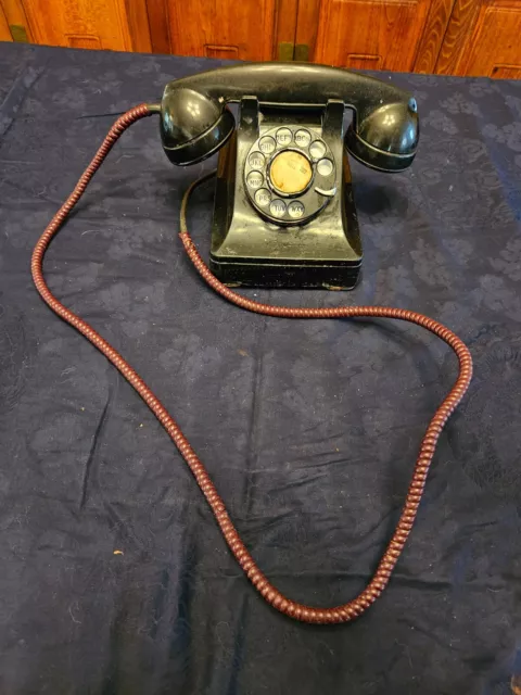 Vintage 1940'S Bell System Rotary Desk Phone Western Electric Telephone Black