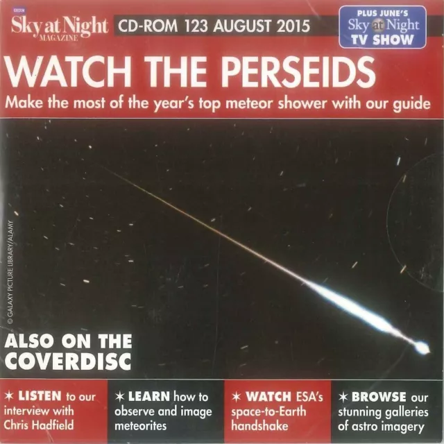 BBC Sky At Night Cd-Rom, Montre Le Perseids, #123 August 2015, Windows, Mac