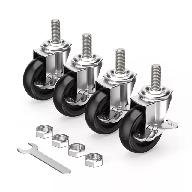 Caster Wheels 3 inch Locking Stem Casters 1/2" -13 x 1-1/2" (Stem Diam...