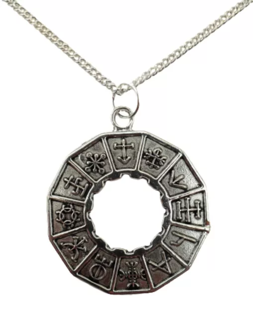 SILVER NECKLACE Large Mayan Glyph Unique Charm Pendant Gift + Bag