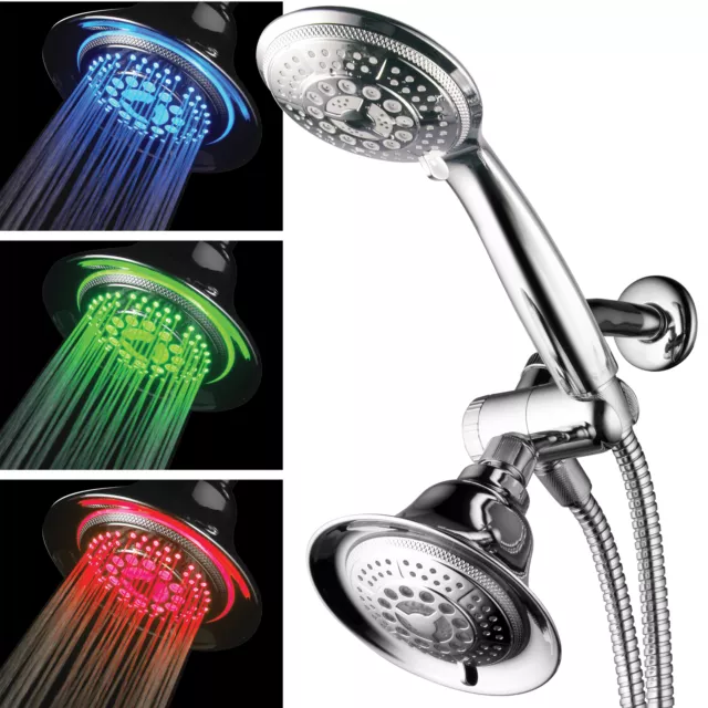 HotelSpa Multi-Setting High Pressure Handheld Shower with LED Showerhead Combo