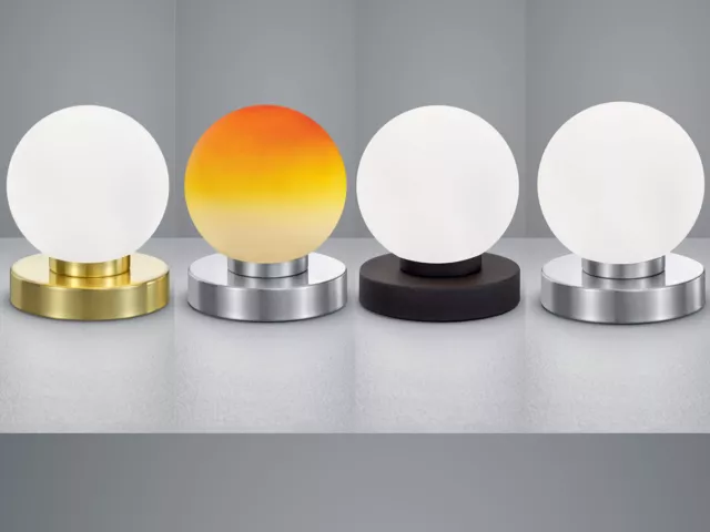 Runde LED Tischleuchten Metall Sockel mit Glas Lampenschirm TOUCH FUNKTION