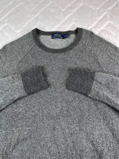 Polo Ralph Lauren Men's (L) Gray 100% Merino Wool Knitted Sweater Italian Yarn