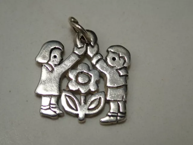 VINTAGE RETIRED JAMES Avery 925 Sterling Silver Boy Girl Flower