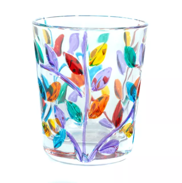 Cristal de Murano Tiro Múltiple Color Morado Pintado a Mano Flor Patrón 57ml