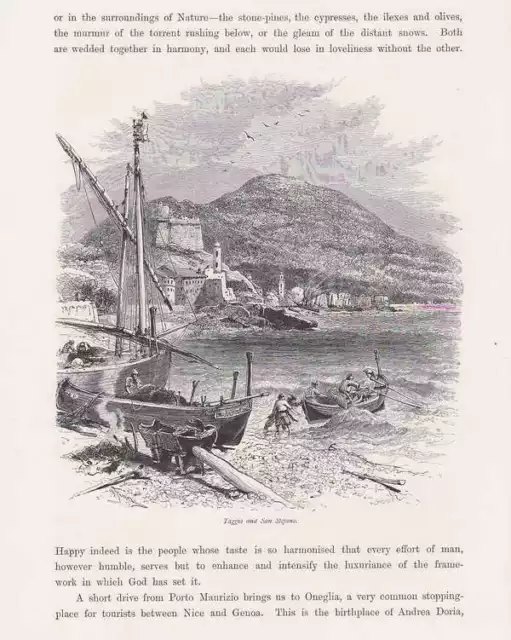 Taggia San Stefano Bussana HOLZSTICHE um 1880 Liguria Ligurien