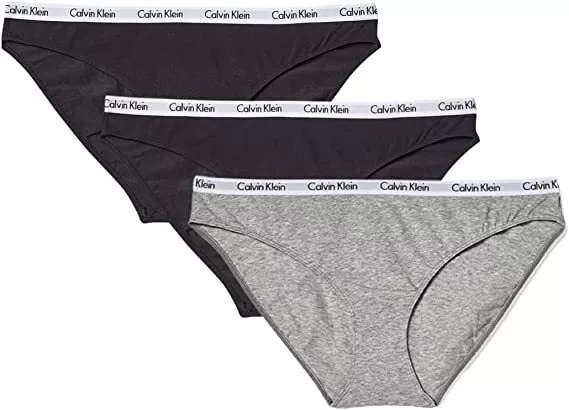 Calvin Klein Women's Cotton Stretch Bikini Underwear Black/Grey/White  3-Pack