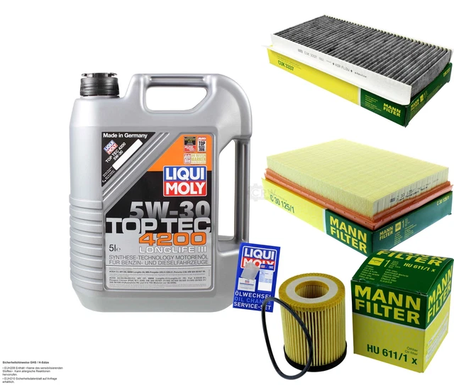 BOSCH INSPECCIÓN SET 6L Mannol Elite 5W-40 Para Opel Vectra Ej 1.6i 16V