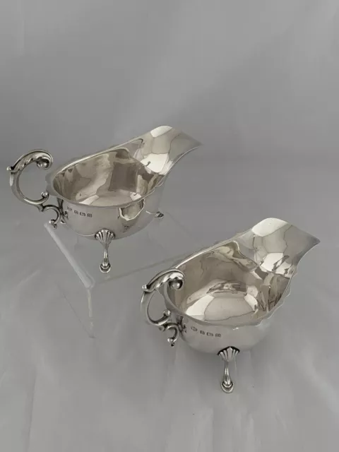 Sterling Silver SAUCEBOATS Pair 1936 Birmingham GRAVY BOATS Antique ART DECO