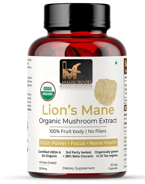 Capsules De Champignon Crinière De Lion 1000 Mg - Extraits Biologiques - 30/60/120 Gélules - Exp. 07/2027