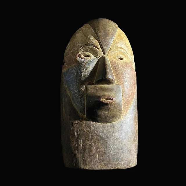 African Mask Face Mask Wood Hand Carved Wall Hanging Art Bwami Lega Mask--6950