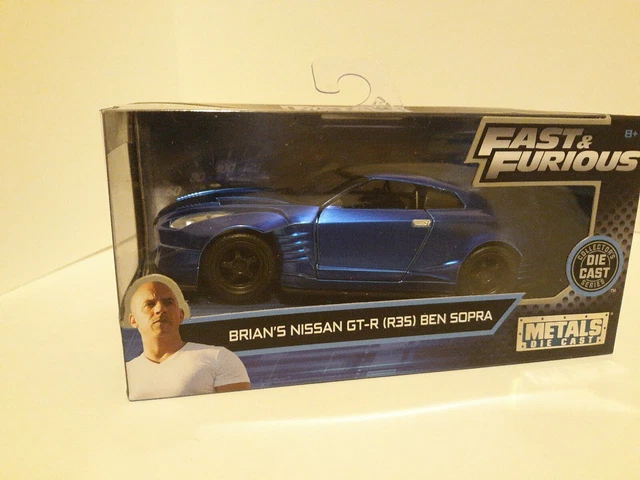 Modèle Réduit 1:18 Nissan GT-R R35 (2009) Fast & Furious - Brian's Blue Car Par JADA, Neuf