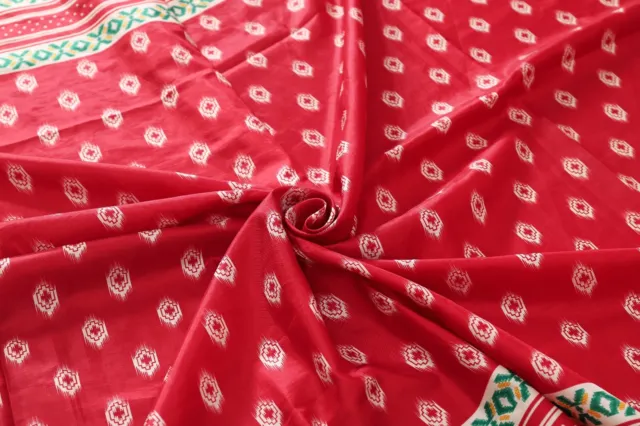 Indiano Vintage Seta Sari Tradizionale Stampato Sartoria Craft Tessuto Rosso