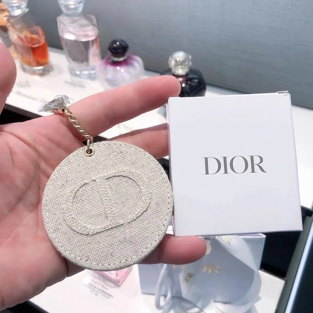 NEW GENUINE DIOR Linen Logo Fabric Flip Compact Mirror Keyring Beauty Gift  InBox £14.99 - PicClick UK