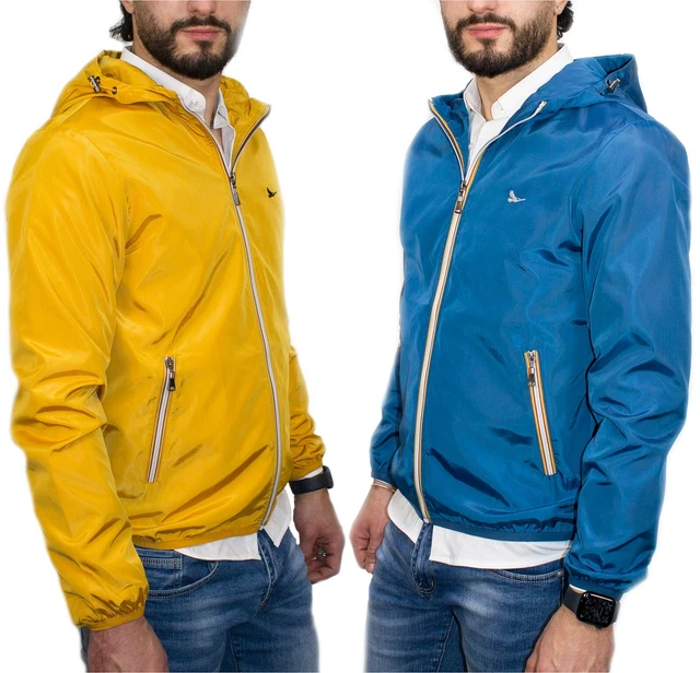 Giubbotto uomo slim fit giacca leggera giubbino estivo cappuccio impermeabile